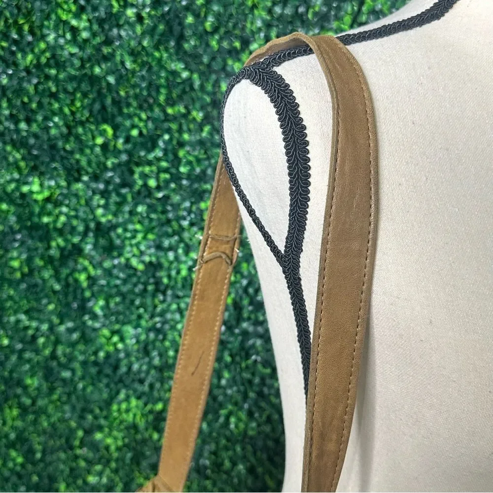 Vtg. Susan Riedweg Boho Brown Leather Market Bag